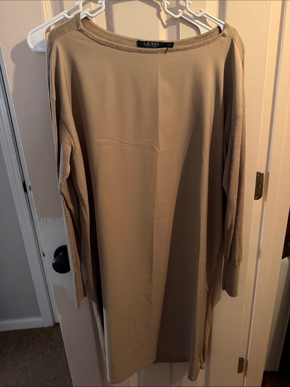 Lauren Ralph Lauren Beige Long Sleeve Shift Dress